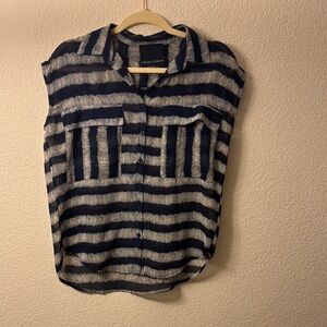 Black & White Striped Sleeveless Top